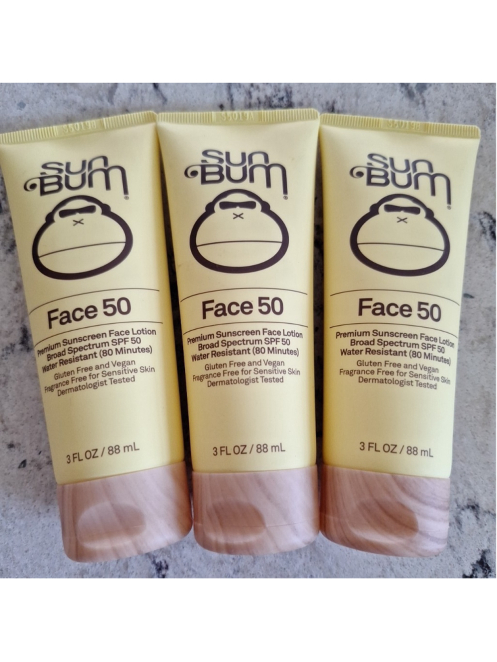 Lot of 3 SunBum Original SPF 50 Sunscreen Face SUN BUM 1/2028 Water Resistant